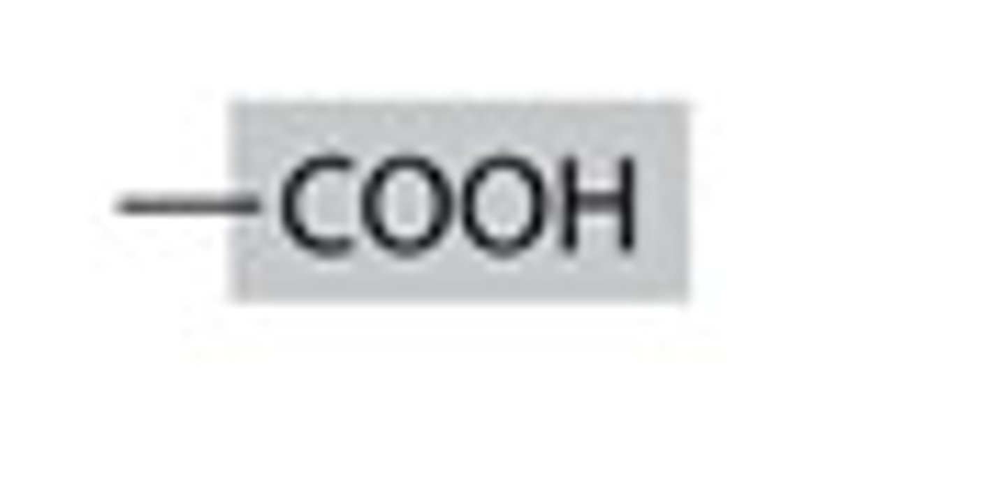 <p>consists of a carbon double-bonded to both an oxygen and a hydroxyl group</p>