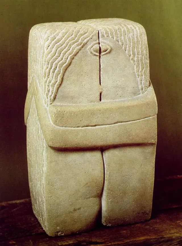 <ul><li><p><strong>ID:</strong> Constantin Brancusi, 1907–1908 CE, Limestone, France</p></li><li><p><strong>Content:</strong> A simplified, block-like sculpture of two figures embracing, their bodies fused into one. Their eyes, noses, and mouths merge in a deeply intimate yet abstract form.</p></li><li><p><strong>Function:</strong> Represents love in its purest, most primal form, moving away from traditional, naturalistic depictions of the human body.</p></li><li><p><strong>Context:</strong> Brancusi was a pioneer of modern sculpture, emphasizing simplicity and the essence of forms. This work contrasts sharply with Klimt’s decorative <em>The Kiss</em>, embodying a raw, elemental style.</p></li><li><p><strong>Form:</strong> Carved directly from limestone, with minimal detail and rough texture, emphasizing unity and timelessness.</p></li></ul><p></p>