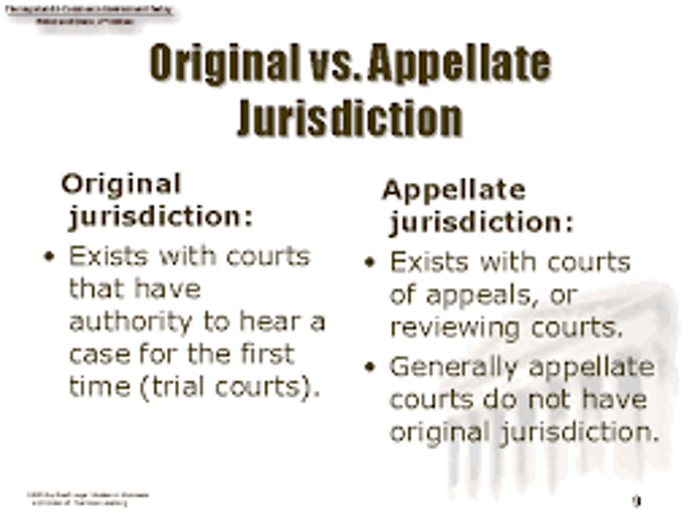 <p>When a court hears a dispute for the first time</p>