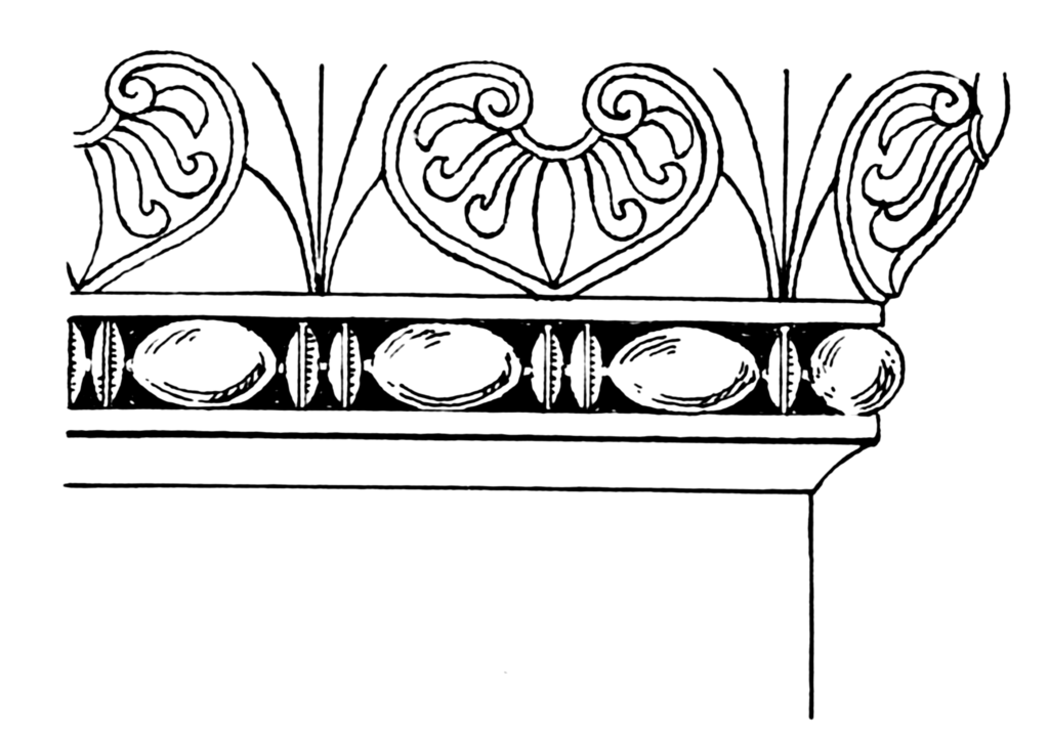 <p><span>Nieznacznie wypukły, ciągły ornament zbudowany z szeregowego układu pojedynczych lub podwójnych pałeczek przedzielonych </span><strong><span>perełkami, krążkami lub pryzmatycznymi paciorkami</span></strong><span>.</span></p>