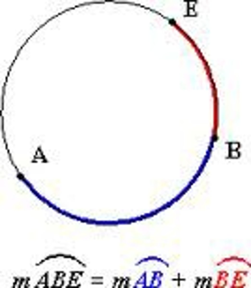 <p>if an arc is formed by its adjacent arcs, then the measure of that arc is the sum of adjacent arcs</p>