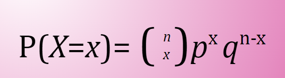 <p>P(X=x)= (n x) p^x q^n-x </p>
