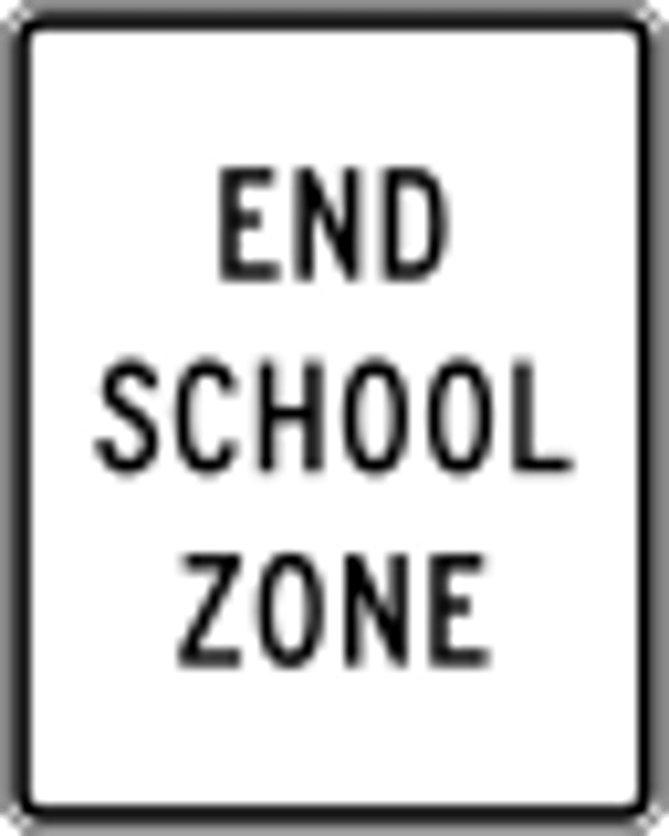<p>A school zone and its restricted</p><p>speed limit come to an end.</p>
