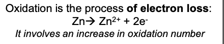 <p>loss of electrons </p>