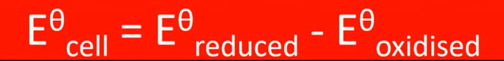 <ul><li><p>When EMF is positive, the reaction is feasible</p></li><li><p>When the EMF is negative, the reaction is not feasible</p></li></ul><p>Right - left</p><ul><li><p>NO PRoblem (the acronymn)</p></li></ul><p>Sometimes in a multiple choice question, you have to look at the diagram and then it is the right electrode - the left electrode</p><p></p>