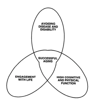 <p>R<span style="font-family: &quot;Twentieth Century&quot;, sans-serif">owe and Kahn defined successful aging as <strong>‘high physical, psychological, and social functioning in old age without major diseases’&nbsp;</strong></span></p><p><br></p><ul><li><p><span style="font-family: &quot;Twentieth Century&quot;, sans-serif"><strong>Three main components:</strong></span></p><ul><li><p><span style="font-family: &quot;Twentieth Century&quot;, sans-serif"><strong>Low probability of disease and disease related disability.</strong></span></p><ul><li><p><span style="font-family: &quot;Twentieth Century&quot;, sans-serif">Refers to less disease and less risk of disease.</span></p></li></ul></li><li><p><span style="font-family: &quot;Twentieth Century&quot;, sans-serif"><strong>High cognitive and physical functional capacity.</strong></span></p><ul><li><p><span style="font-family: &quot;Twentieth Century&quot;, sans-serif">Includes both physical and cognitive capacities and potential for activity.</span></p></li><li><p><span style="font-family: &quot;Twentieth Century&quot;, sans-serif">Tell us what a person CAN do not what they DO do.</span></p></li></ul></li><li><p><span style="font-family: &quot;Twentieth Century&quot;, sans-serif"><strong>Active engagement with life.&nbsp;</strong></span></p><ul><li><p><span style="font-family: &quot;Twentieth Century&quot;, sans-serif">Interpersonal relations – contacts and transactions with others and exchange of information.&nbsp;</span></p></li><li><p><span style="font-family: &quot;Twentieth Century&quot;, sans-serif">Productive activity – an activity is productive if it creates societal value.&nbsp;</span></p></li></ul></li></ul></li></ul><p><br></p>