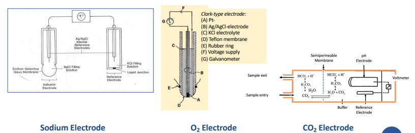 <p>measure the concentration of specific ions in a solution.</p>