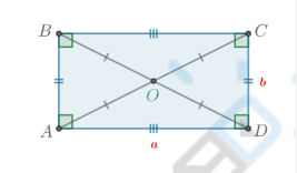 <p>Свойства прямоугольника: </p><ol><li><p>Диагонали прямоугольника равны.</p></li><li><p>Все свойства параллелограмма</p></li></ol>