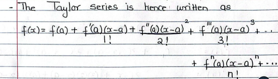 <ul><li><p>derived from power series formula and derivs of the power series</p></li></ul><p></p>