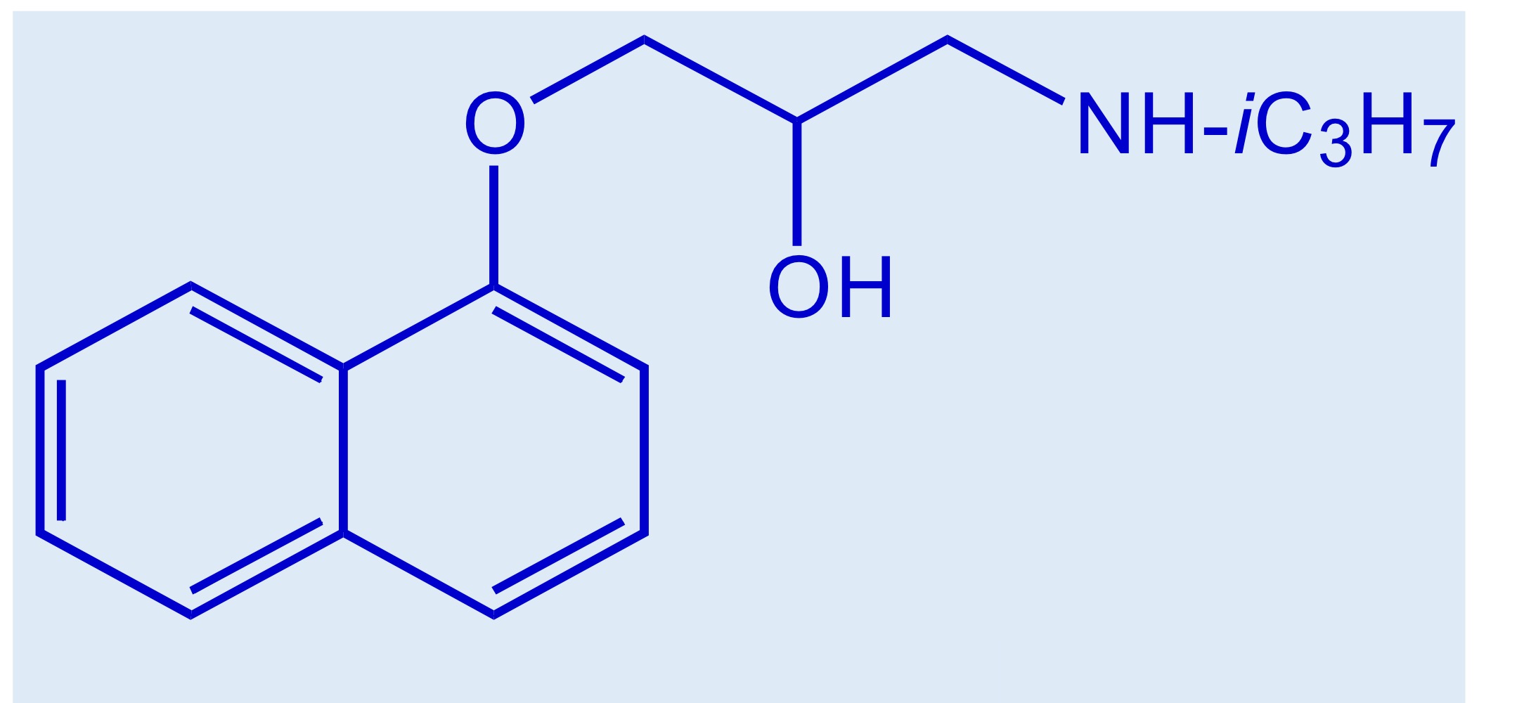 <p>Molecola con scheletro di riferimento per i beta bloccanti</p><p>Deriva dal pronetalolo in cui viene mantenuto il naftalene ma viene spostata la catena laterale dal C2 alla posizione C1–> incremento dell’attività e ridotta tossicità</p>