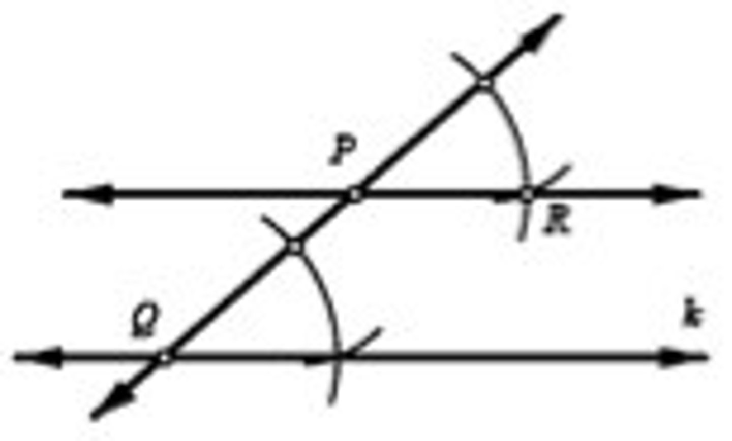 <p>make a perpendicular line through the point then make a perpendicular line through the new line. Use patty paper</p>