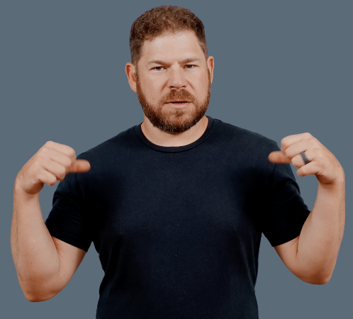 <p>Thumbs of both hands swipe shoulders <strong>twice</strong></p>