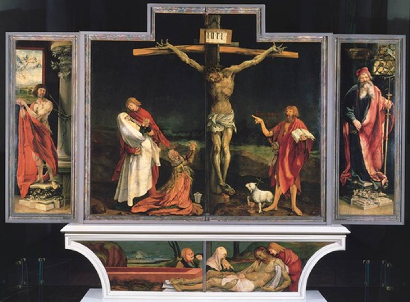 <p>Matthias Grünewald. c. 1512-1516 C.E. Oil on wood.</p>