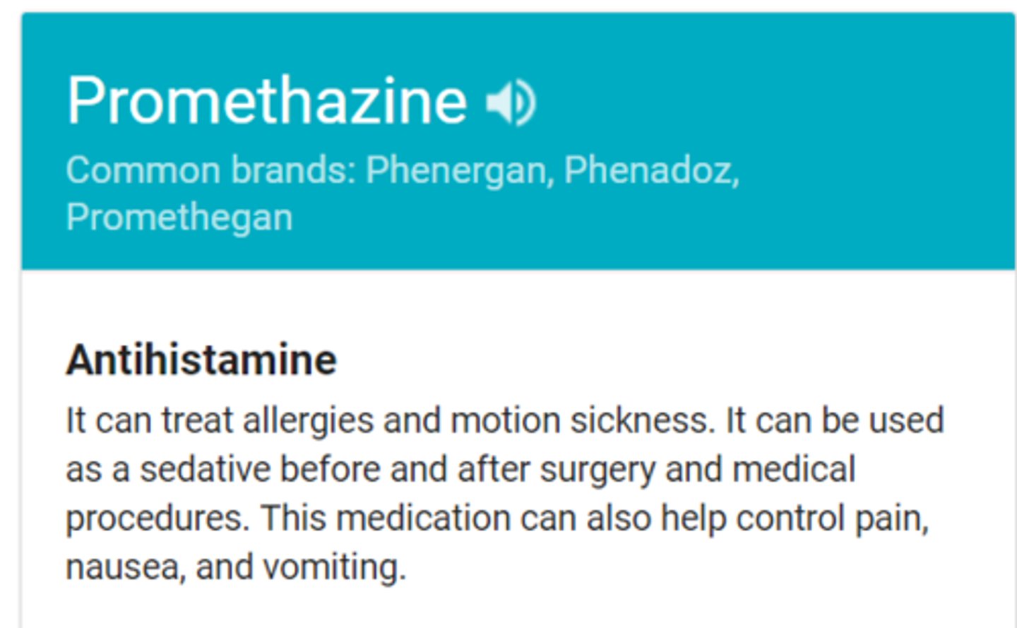<p>Promethazine</p><p>Anti-Histamine -</p>