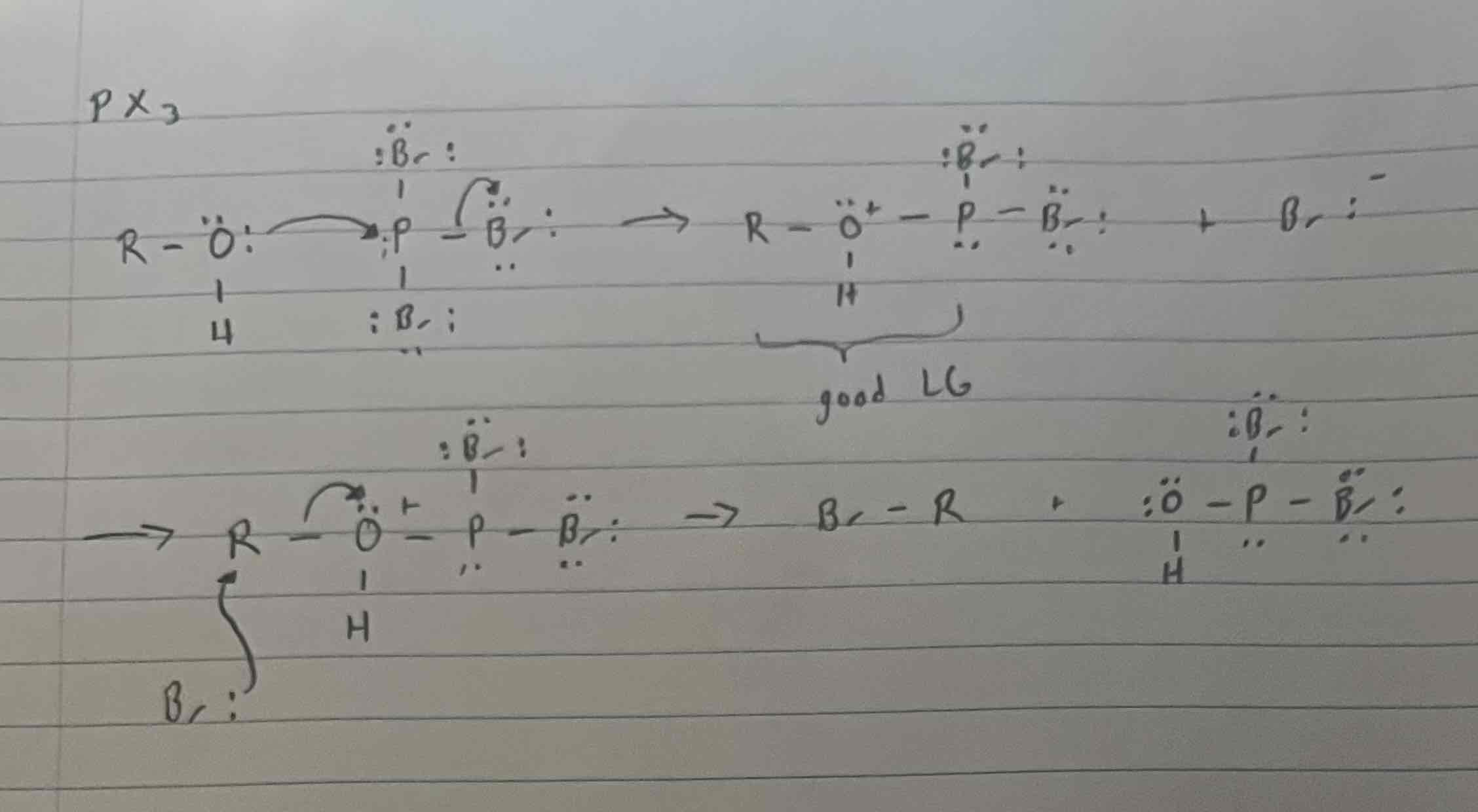 <p>R-OH → R-LG → R-Nuc</p>
