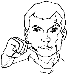 <p><span style="font-size: medium">Place the tip of your thumb on your cheek.&nbsp; Slide the tip of the thumb forward and down along the cheek. &nbsp;</span></p>