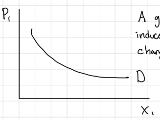 <p>flatter demand curve (a given price change induces a large change in x1)</p>