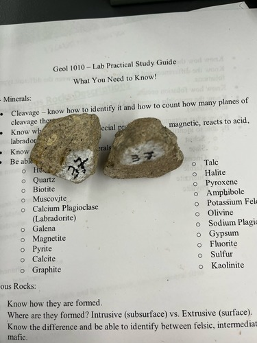 <ul><li><p>Pyroclastic</p></li><li><p>Felsic/intermediate </p></li><li><p>Extrusive </p></li><li><p>Fine grained</p></li><li><p>Vesicular </p></li></ul>