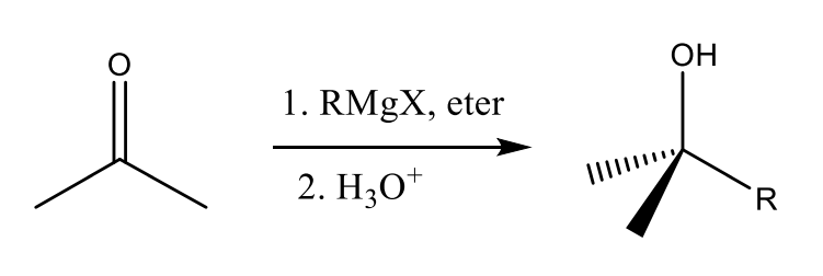 <p>Xúc tác : 1) <strong>RMgX, eter</strong></p><p>2) <strong>H+</strong></p>