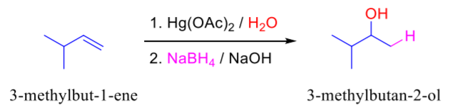 <p>1)Hg(OAc)₂, H₂O 2)NaBH₄</p>