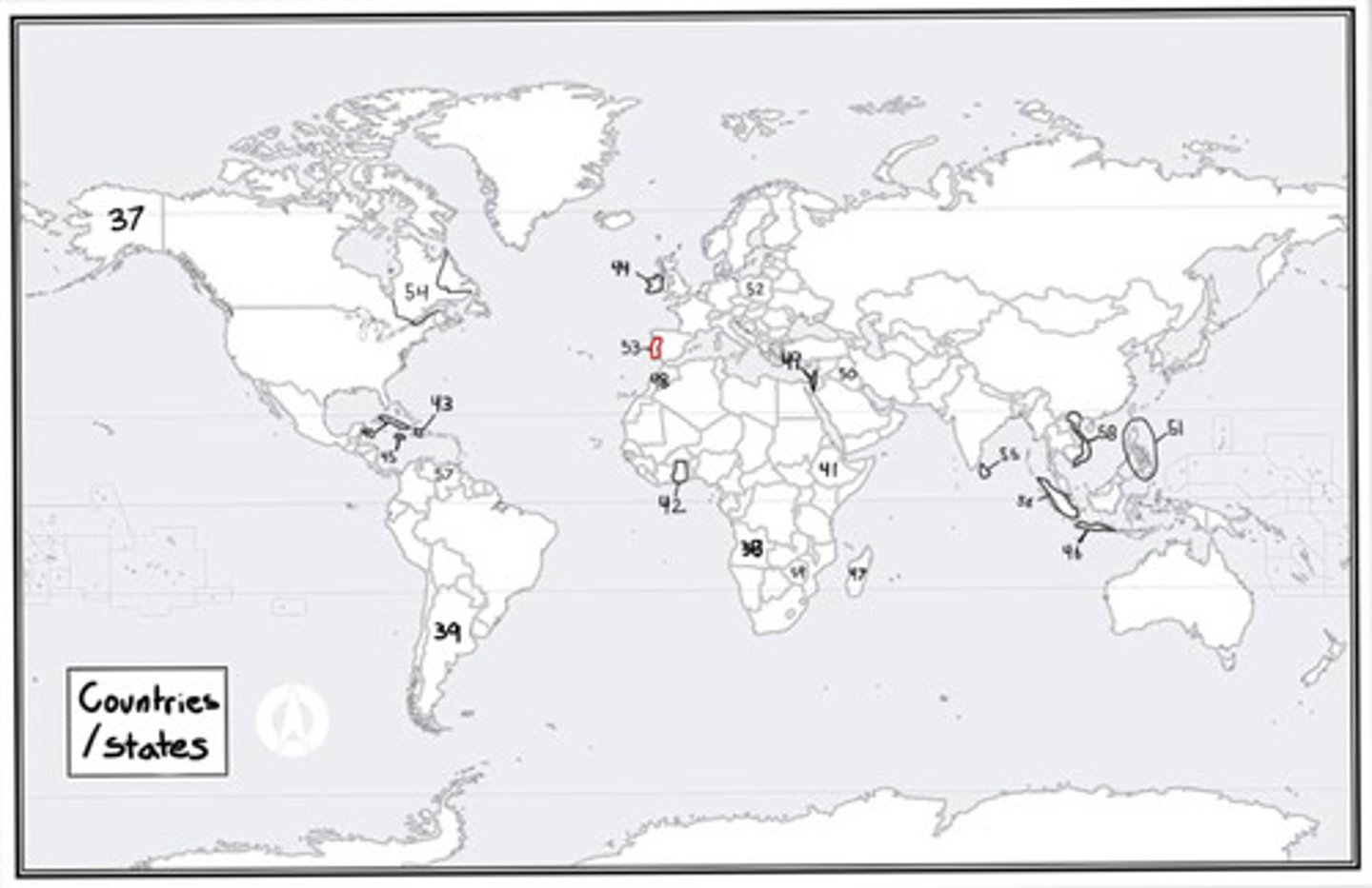 <p>What is #53? (countries/states)</p>
