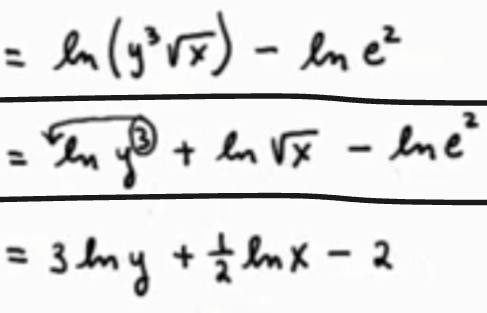 <ol><li><p>Quotient property of logarithms</p></li><li><p>Product property of logarithms</p></li><li><p>Power property of logarithms</p></li></ol><p></p>