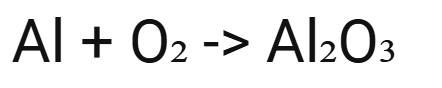 <p>aluminium + oxygen → aluminium oxide</p><p>Reaction in air: Slow</p><p>Flame colour: N/A</p>