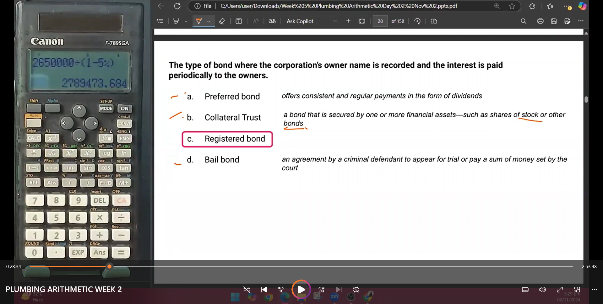 <p>c. Registered Bond</p>