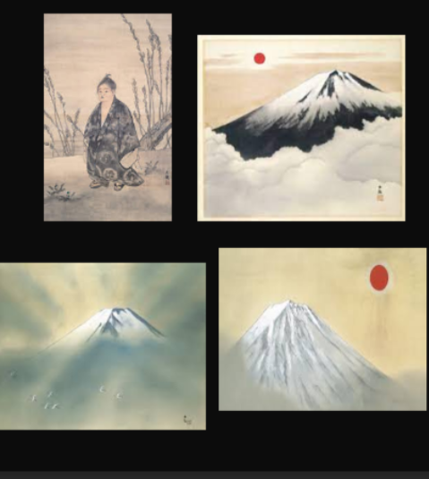 <ul><li><p>Famous for mt Fuji Paintings (ふじさん富士山)</p></li><li><p>Famous painting called ‘むが’ (selflessness) (top left)</p></li></ul>