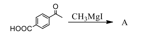 <p>What is the principal product(s) formed when 1 mol of methylmagnesium iodide reacts with 1 mol of pacetylbenzoic acid?</p>