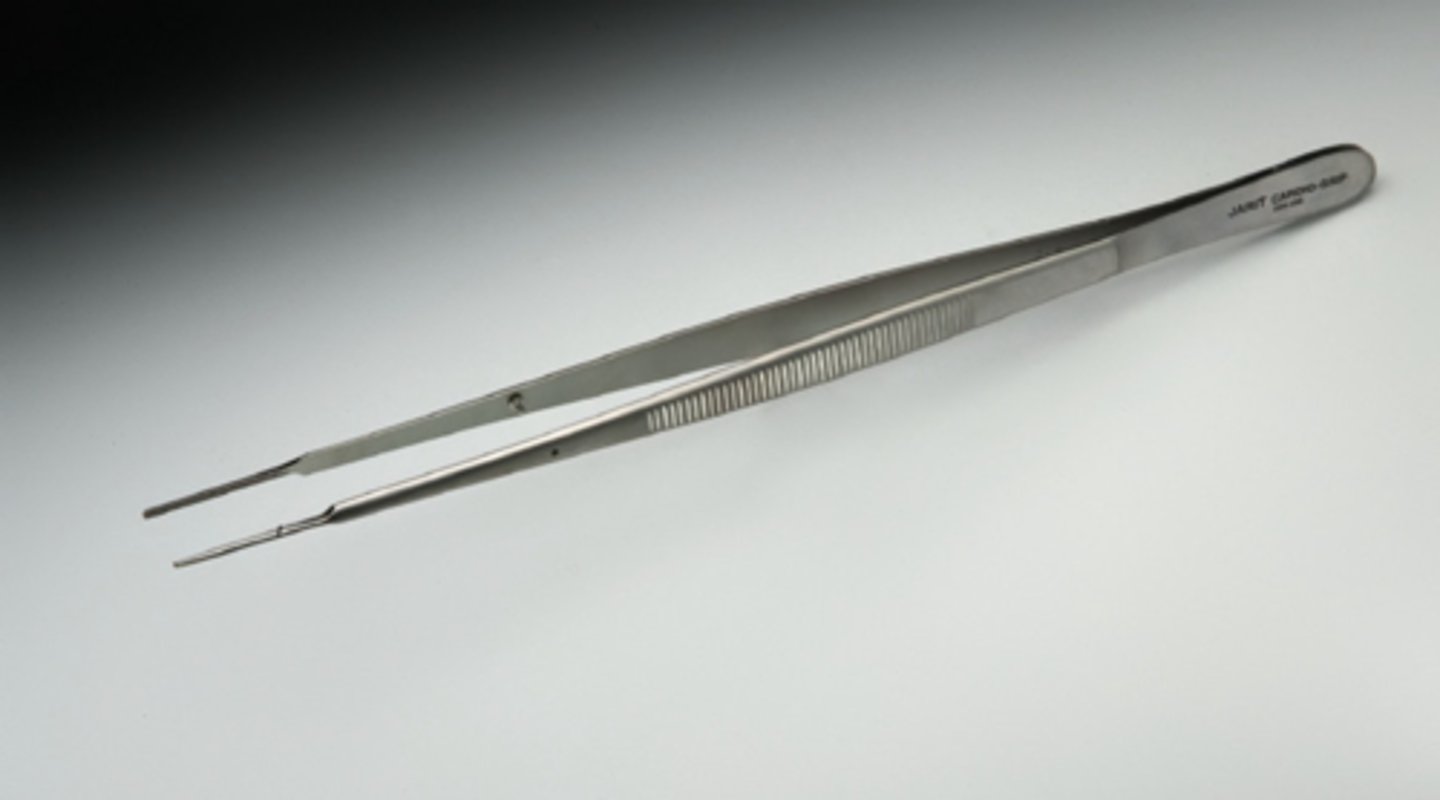 <p>Fine forceps used in microsurgery for soft tissue handling.</p>