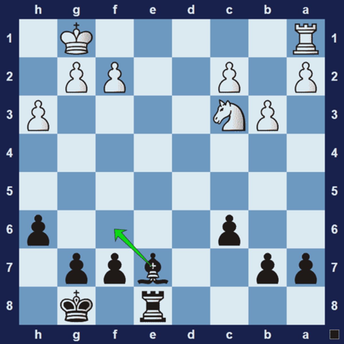 <p>when the value of a pinned piece is relatively lower than the piece behind it.</p><p>Black plays 1... Bf6 and pins the white knight on c3. It is a relative pin because moving the knight would expose the higher-valued rook on a1.</p>