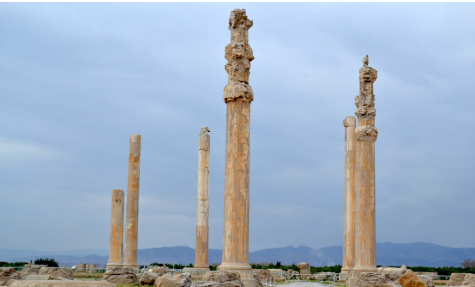 <p>Persian city. 521-465 BCE. Features a procession of people bringing offerings and conveys Persian rule over diverse people. Tall pillars and columns in halls. </p>