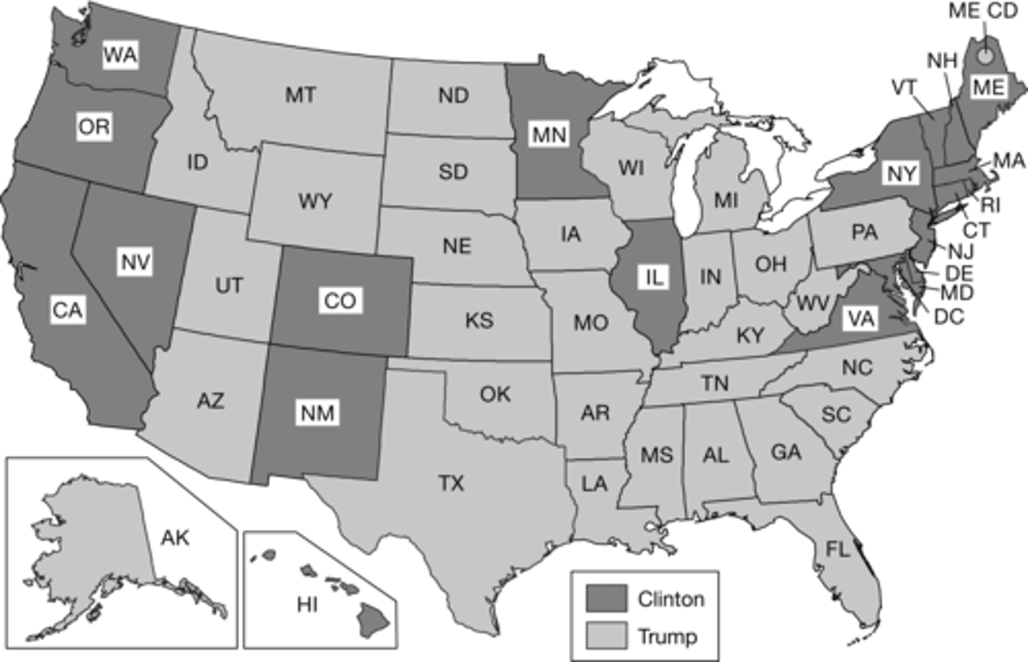 <p>A</p><p>The maps show that states with the death penalty were more likely to vote for the Republican, Donald Trump, in the 2016 election.</p>