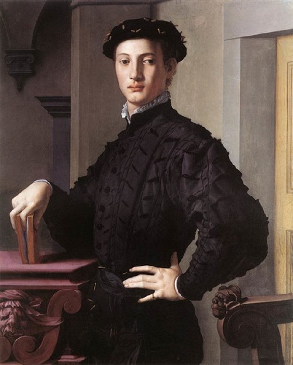 <p>Bronzino, 1530-1545, mannerism/late ren</p>