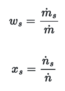 <p>the weight fraction equals the species mass flow rate divided by the stream’s mass flow rate</p>