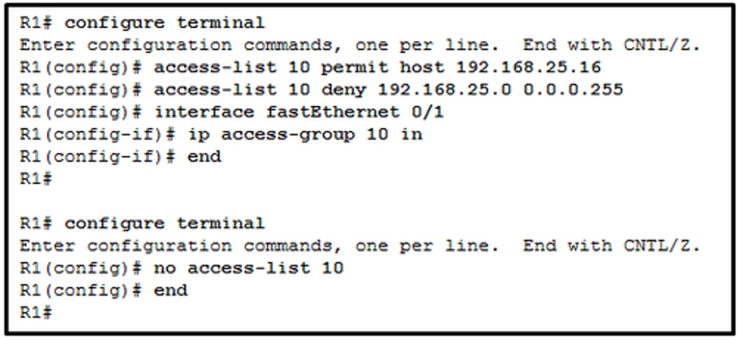 <p>ACL 10 is removed from the running configuration.</p>