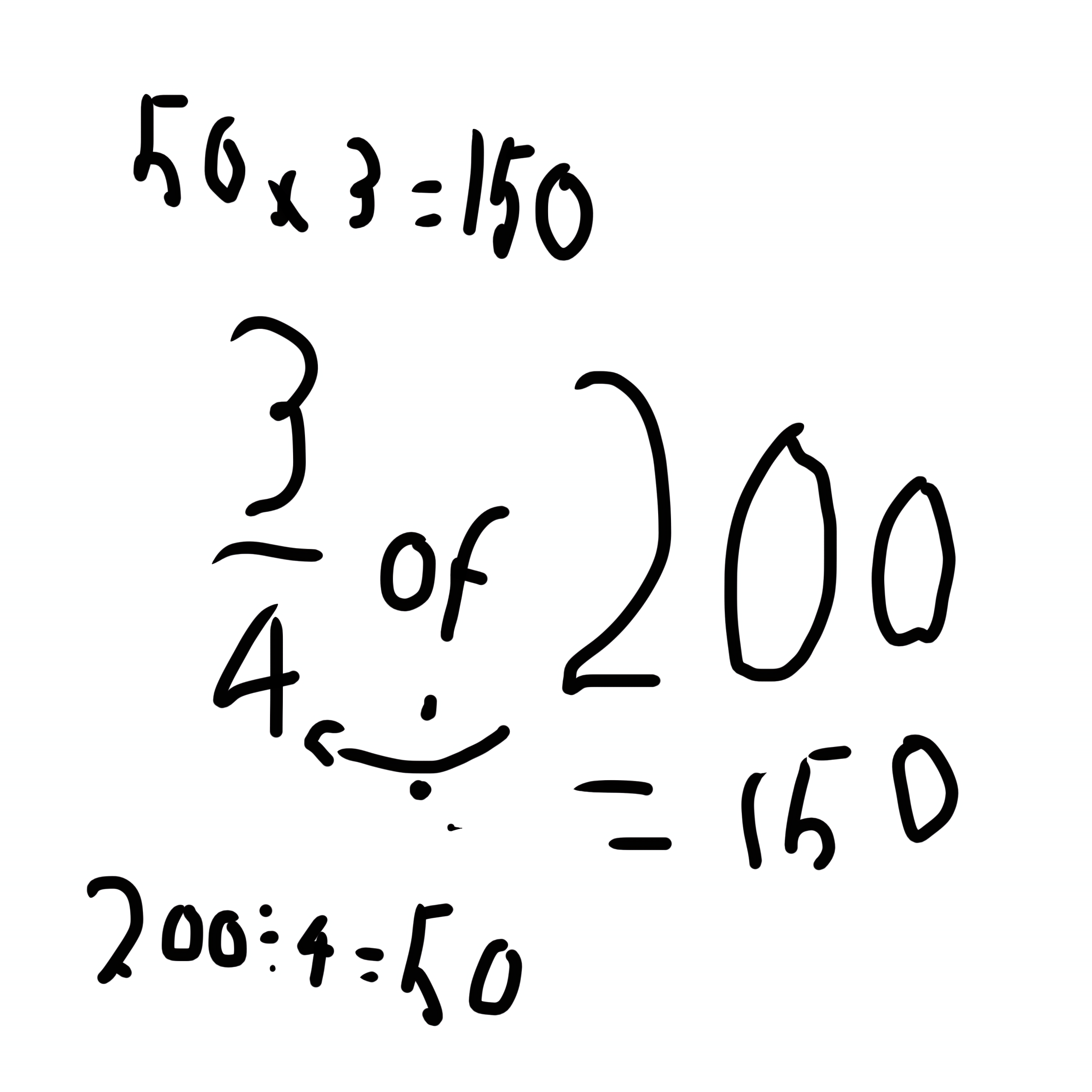 <p>first, get the <mark data-color="yellow" style="background-color: yellow; color: inherit;">amount and divide it by the </mark><mark data-color="blue" style="background-color: blue; color: inherit;">denominator (bottom number)</mark>, then get <mark data-color="purple" style="background-color: purple; color: inherit;">the answer to that first sum</mark> and <mark data-color="green" style="background-color: green; color: inherit;">multiply it by the numerator (top number</mark>)</p>