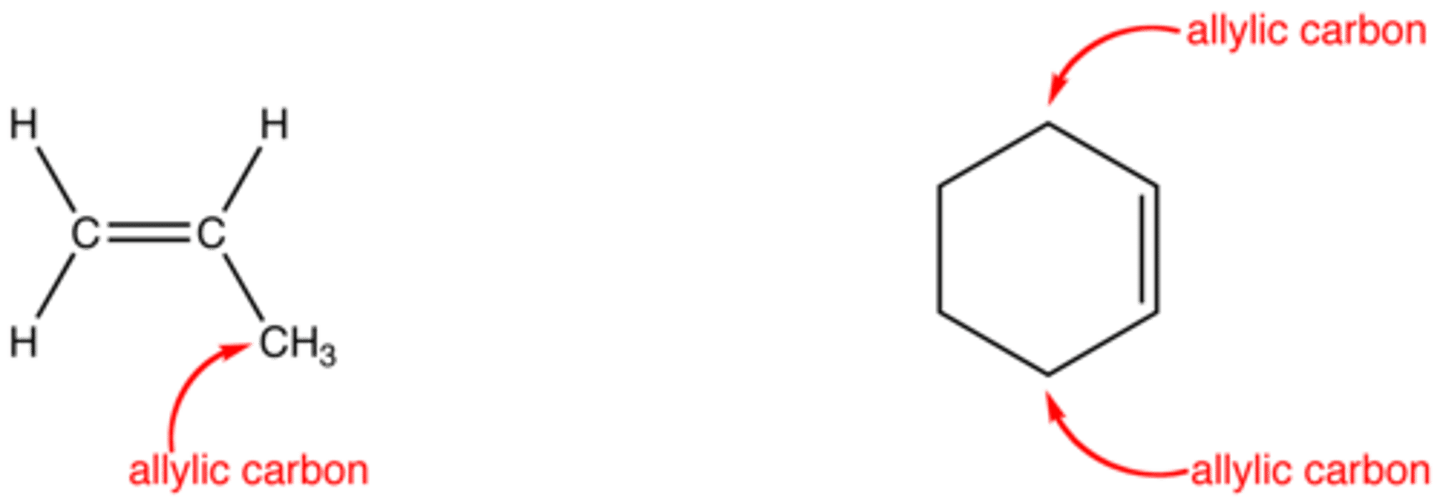 <p>carbon bonded to a carbon with a double bond</p>