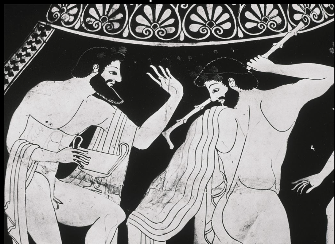 <p>Euthymides, Three Revelers (at a symposium)</p>