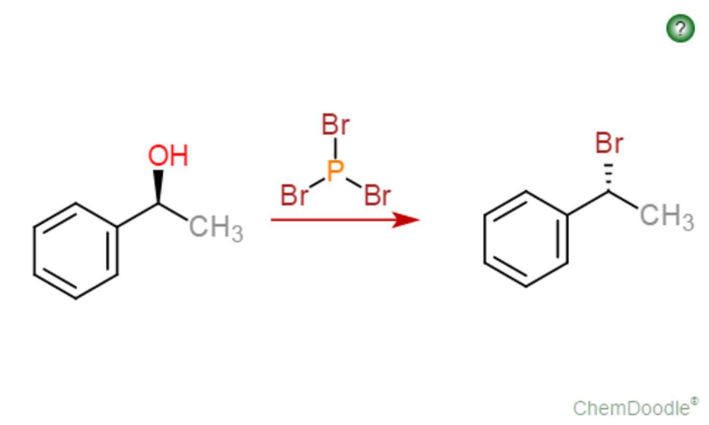 <p>sub'n of -OH for -X via:</p><p>- SN2 and SN1 rxns with H-X under acidic conditions</p><p>- SOCl2 and organic amine base (SN2) to R-Cl</p><p>- PBR3 (SN2) to R-Br</p>