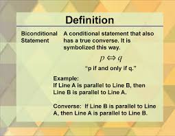 <p>True statements that combine the hypothesis and the conclusion with the key words 'if and only if</p>