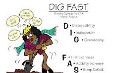<p>An acronym for the symptoms of a manic episode, including <strong><mark>Distractibility, Indiscretion/impulsivity, Grandiosity, Flight of ideas, Activity increase, Sleep deficit, and Talkativeness</mark></strong><span>.</span></p>