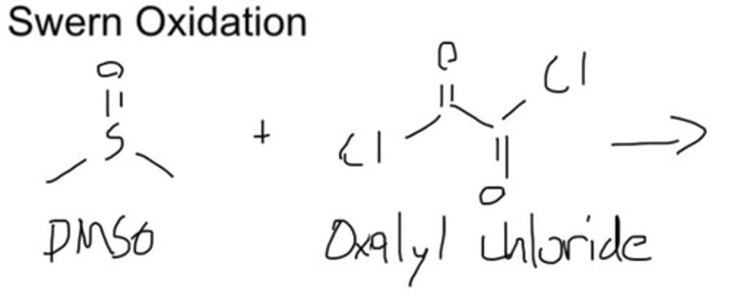 <p>1) DMSO/oxalyl chloride 2) triethalmine</p>