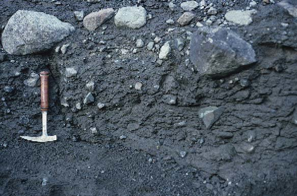 <p><span>terrigenous sediment that is unsorted to poorly sorted and contains particles ranging in size from clay to boulders. Akin to glacial till; abundant mud matrix</span></p>