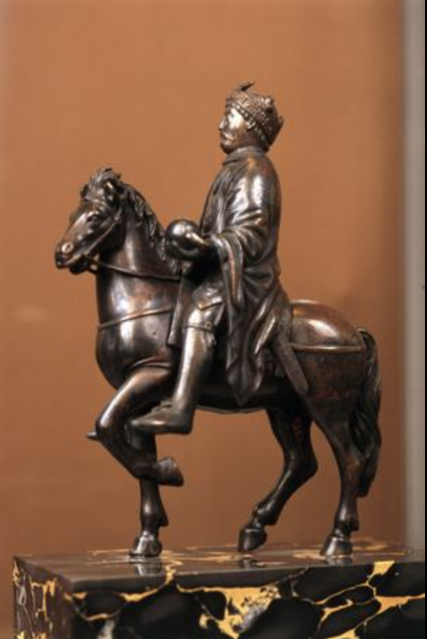 <p>Equestrian Statuette of Charlemagne (Charles the Bald)</p>