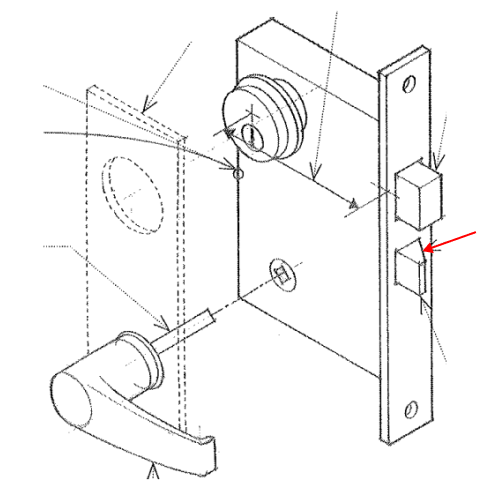 <p><span>The oblique end of a Latch bolt that hits a strike plate</span></p>