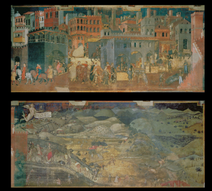 <p><span>Ambrogio Lorenzetti, <em>The Effects of Good Government in the City and in the Country, </em>c. 1338-1339</span></p>