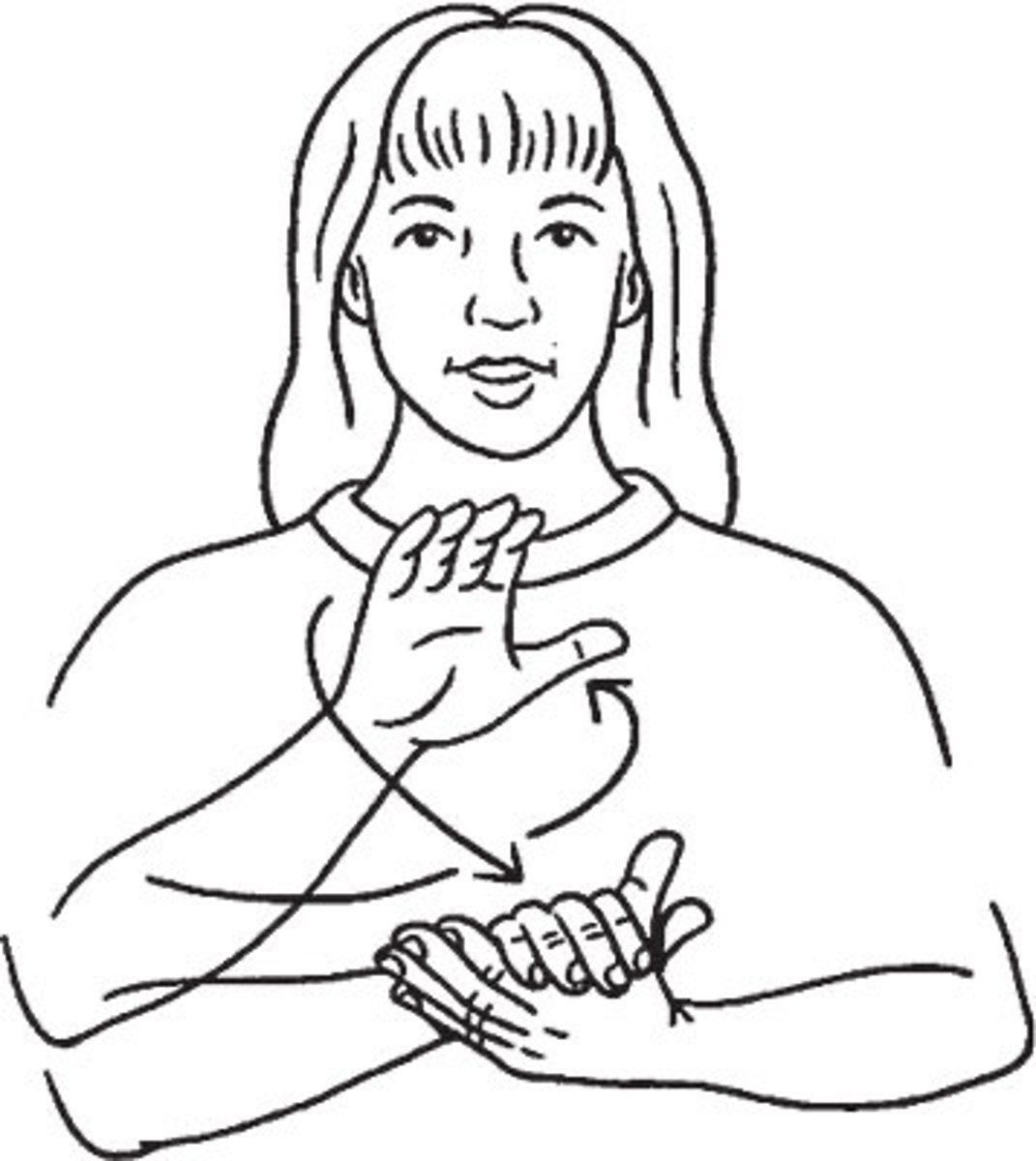 <p>C handshape - clasp hands together horizontally in front of chest.</p>