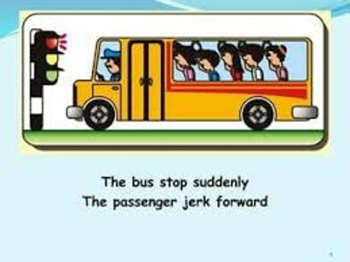 <p>Students standing on a bus: If the bus suddenly accelerates forward, the student tends to fall backward due to their body's inertia. This is because the student, initially at rest, wants to remain at rest as the bus moves forward. Conversely, when the bus suddenly brakes, the student leans forward, as their body's inertia causes them to resist the bus's deceleration, wanting to maintain their forward motion.</p>